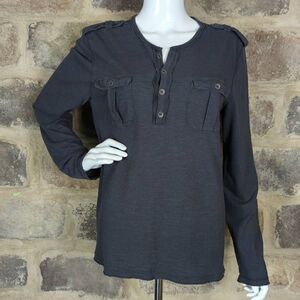 Retrofit black Henley Top Woman's Size Small Long Sleeve‎ Lightweight Layering